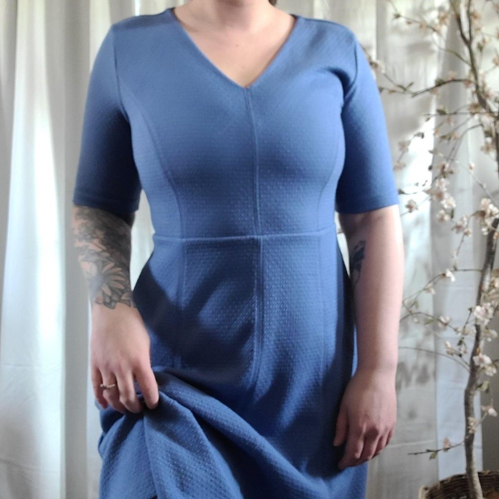 Ann Taylor Periwinkle Fit & Flare Mid Sleeve Dress - Picture 5 of 11